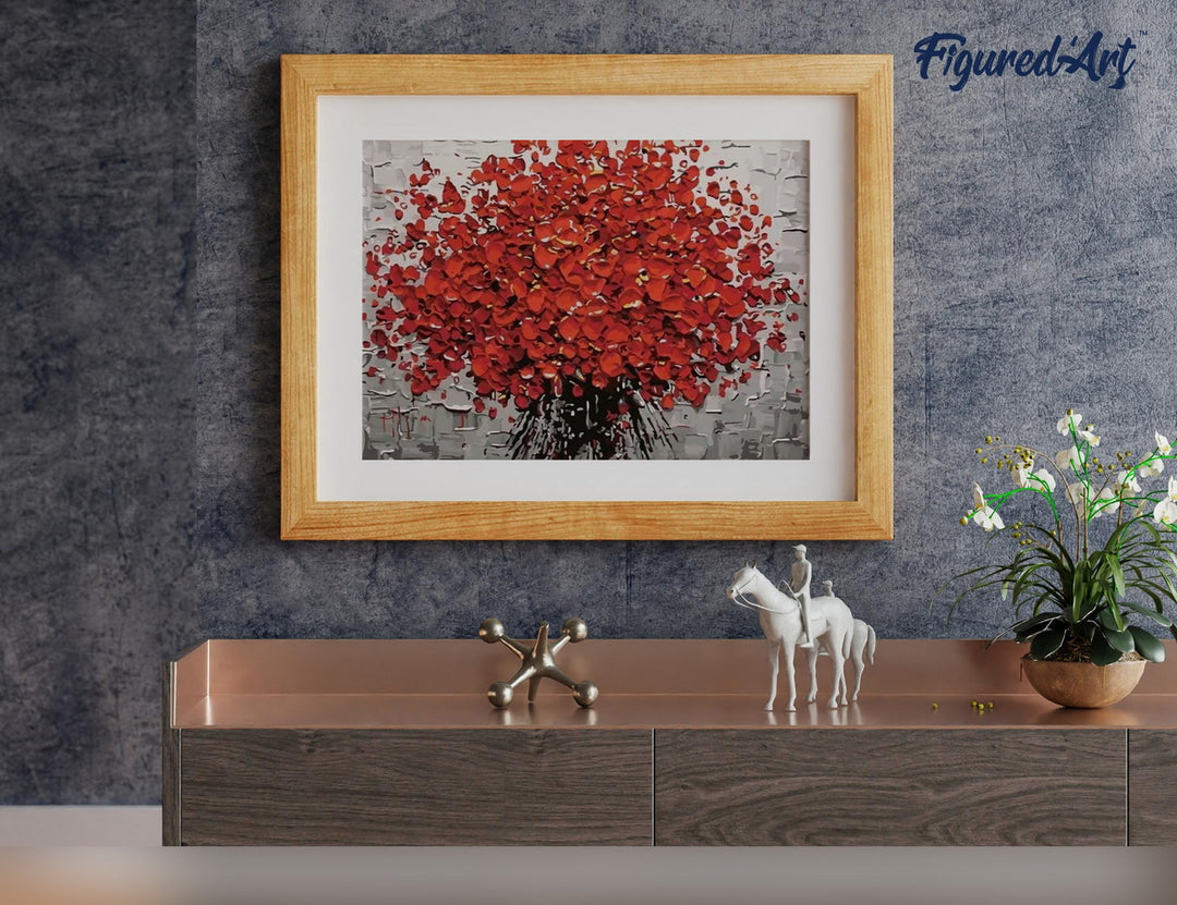 Malen nach Zahlen 40x50cm ohne Keilrahmen Figured’Art Abstrakte rote Blumen