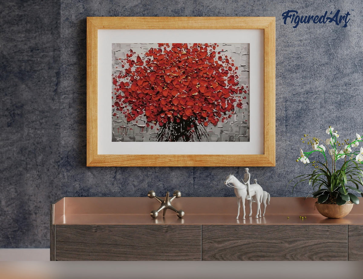 Malen nach Zahlen 40x50cm ohne Keilrahmen Figured’Art Abstrakte rote Blumen - Kidis Art