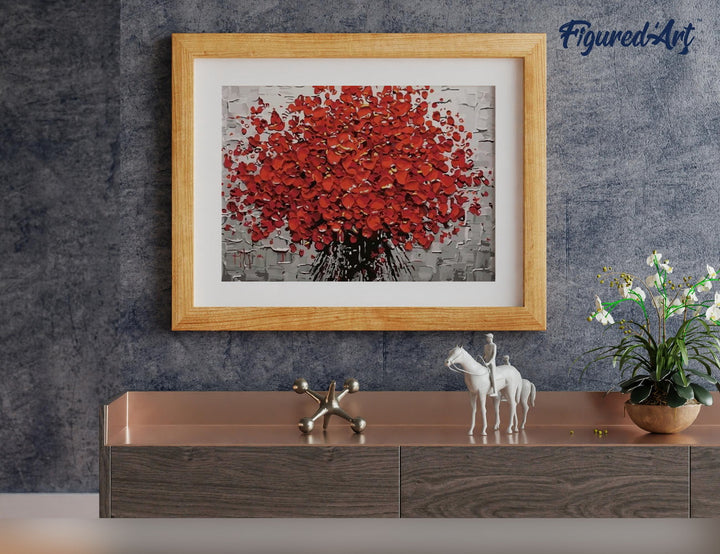 Malen nach Zahlen 40x50cm ohne Keilrahmen Figured’Art Abstrakte rote Blumen