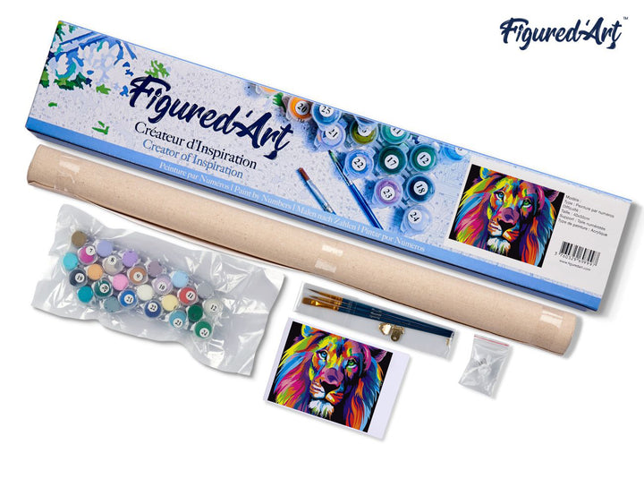 Malen nach Zahlen 40x50cm ohne Keilrahmen Figured’Art Pop Art Löwe