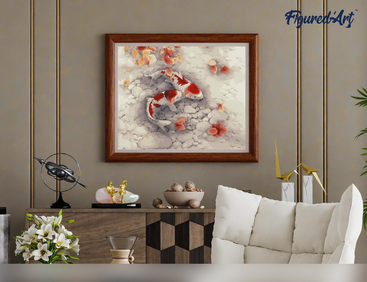 Malen nach Zahlen 40x50cm ohne Keilrahmen Figured’Art Zwei Koi Karpfen - Kidis Art