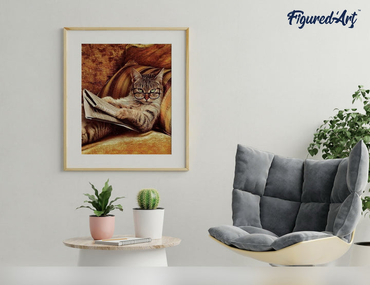 Figured'Art Malen nach Zahlen 40x50cm auf Keilrahmen gespannt Katzenexperte - Kidis Art