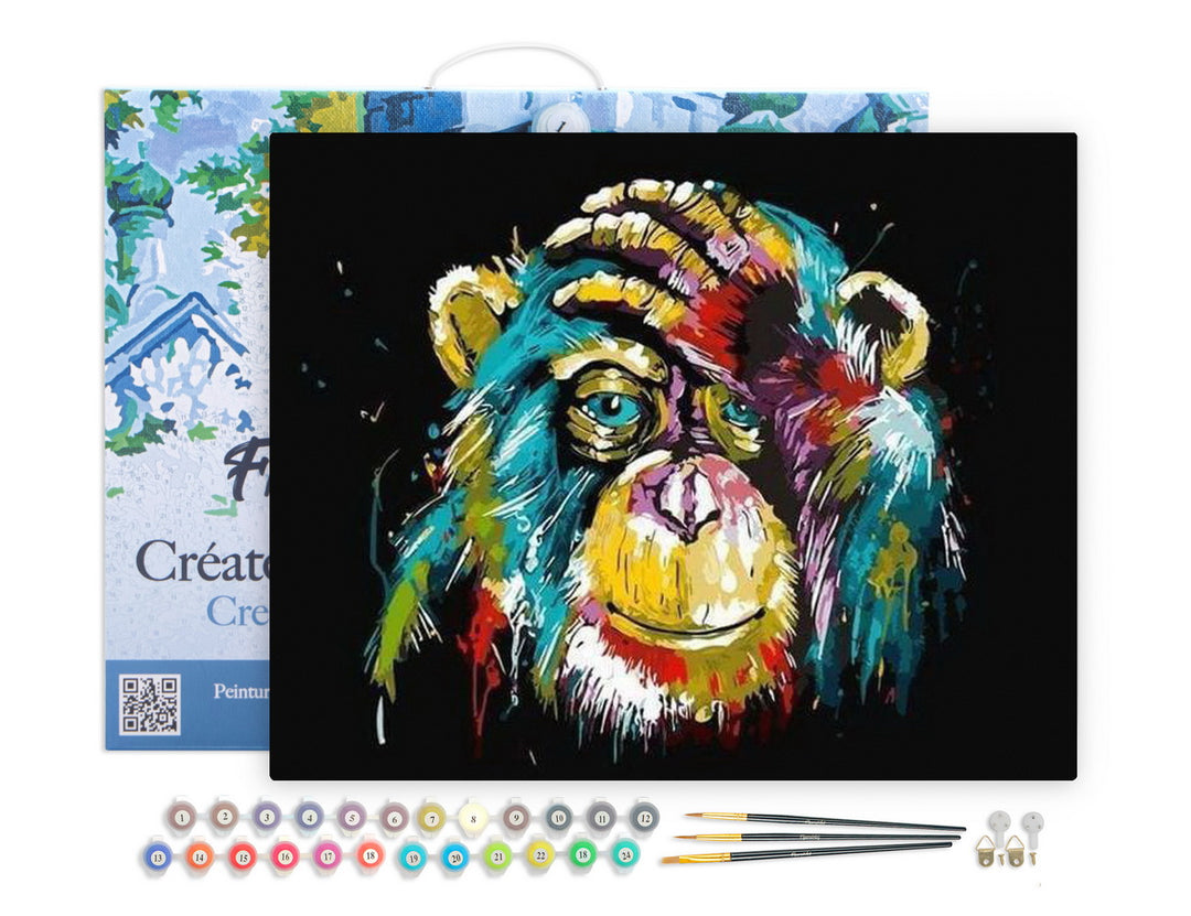 Figured'Art Malen nach Zahlen 40x50cm auf Keilrahmen gespannt Pop Art Pavian - Kidis Art