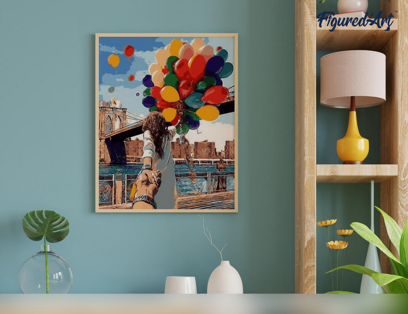 Malen nach Zahlen 40x50cm ohne Keilrahmen Figured’Art Bunte Luftballons - Kidis Art