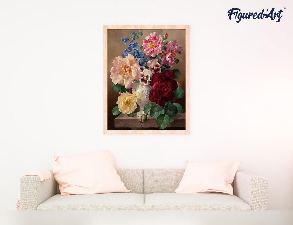 Malen nach Zahlen 40x50cm ohne Keilrahmen Figured’Art Schöner Blumenstrauss - Kidis Art