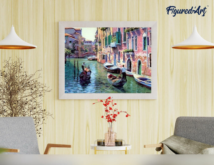 Malen nach Zahlen 40x50cm ohne Keilrahmen Figured’Art Kanäle in Venedig