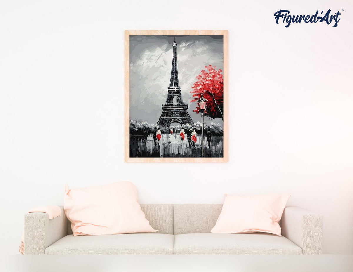 Malen nach Zahlen 40x50cm ohne Keilrahmen Figured’Art Paris Eiffelturm - Kidis Art