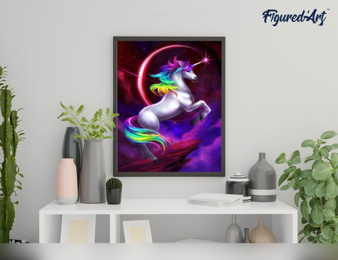 Malen nach Zahlen 40x50cm ohne Keilrahmen Figured’Art Buntes Einhorn