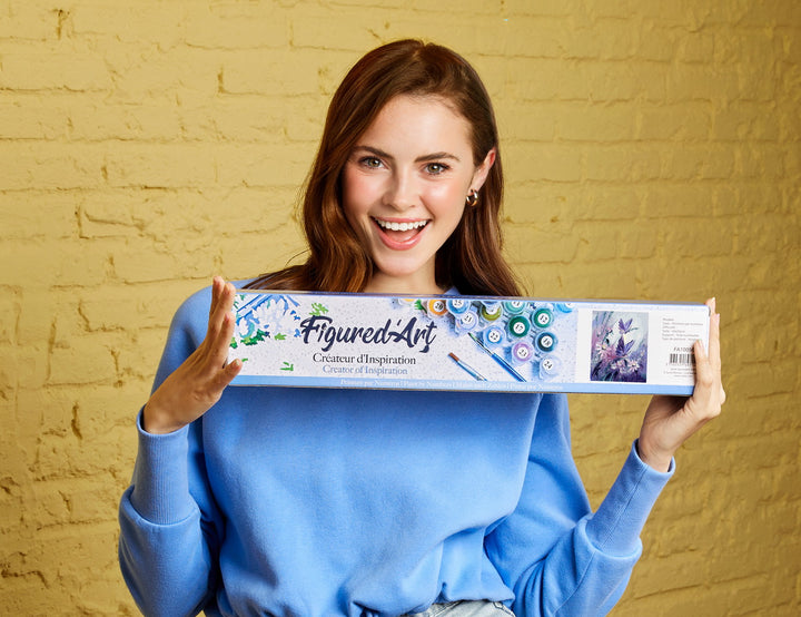 Malen nach Zahlen 40x50cm ohne Keilrahmen Figured’Art Blumen und Schmetterlinge