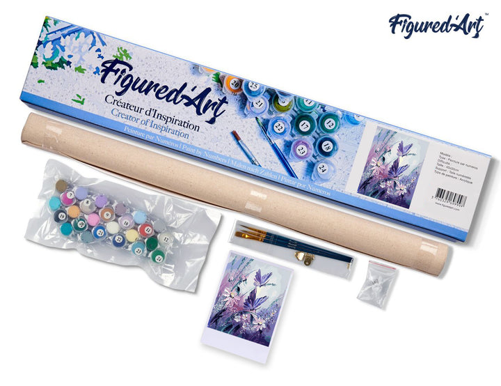 Malen nach Zahlen 40x50cm ohne Keilrahmen Figured’Art Blumen und Schmetterlinge