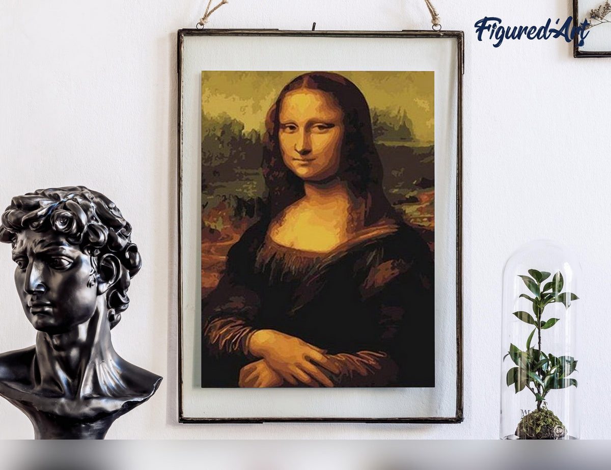 Malen nach Zahlen 40x50cm ohne Keilrahmen Figured’Art Da Vincis Mona Lisa - Kidis Art