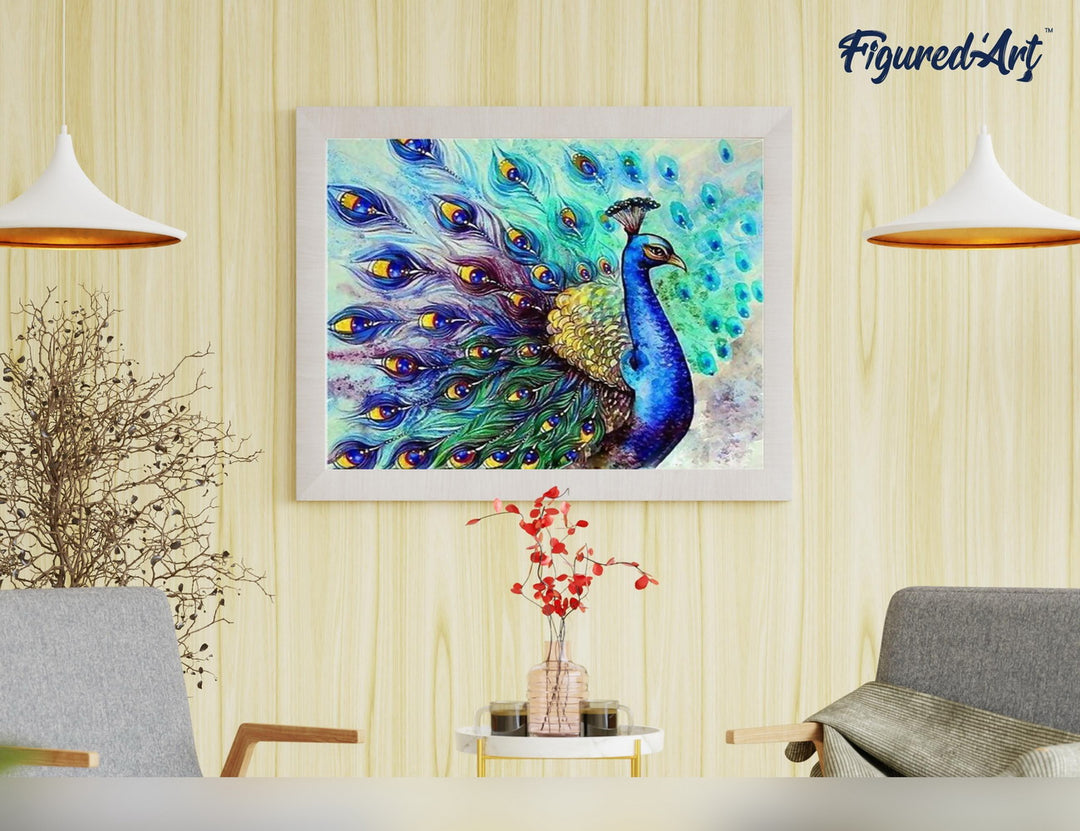 Malen nach Zahlen 40x50cm ohne Keilrahmen Figured’Art Bunter Pfau