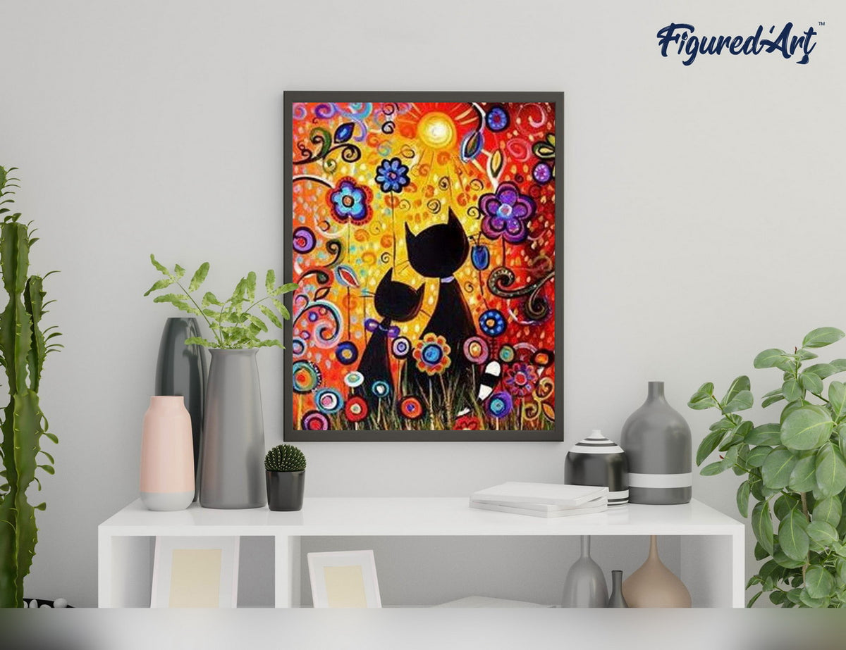 Malen nach Zahlen 40x50cm ohne Keilrahmen Figured’Art Cartoon Katzen - Kidis Art