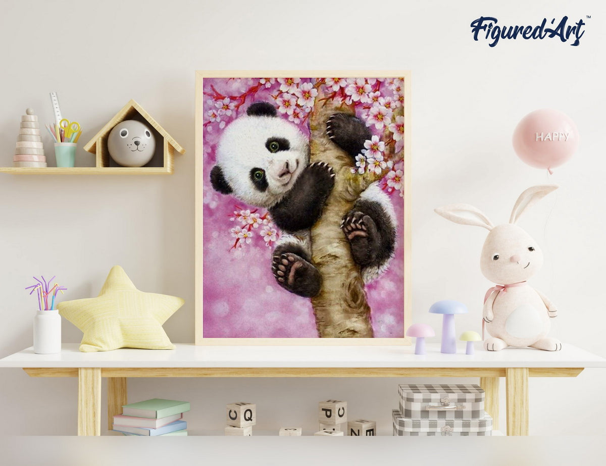 Malen nach Zahlen 40x50cm ohne Keilrahmen Figured’Art Panda Baby - Kidis Art