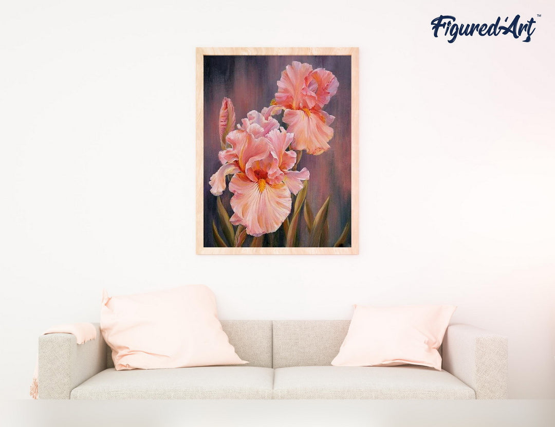 Malen nach Zahlen 40x50cm ohne Keilrahmen Figured’Art Iris Blumen