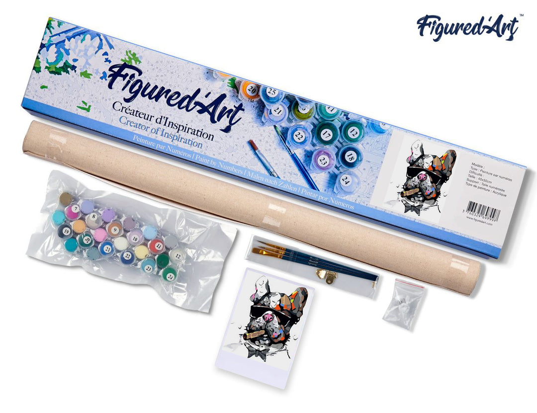 Malen nach Zahlen 40x50cm ohne Keilrahmen Figured’Art Hund mit Zigarre