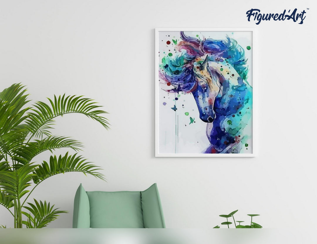 Malen nach Zahlen 40x50cm ohne Keilrahmen Figured’Art Buntes Pferd