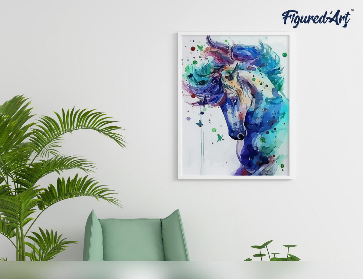 Malen nach Zahlen 40x50cm ohne Keilrahmen Figured’Art Buntes Pferd - Kidis Art