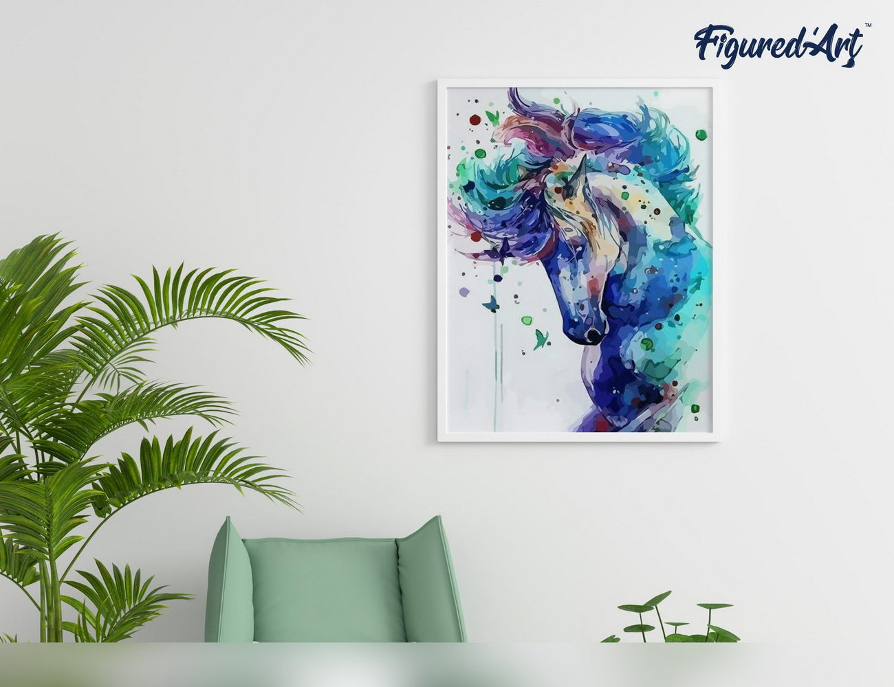 Malen nach Zahlen 40x50cm ohne Keilrahmen Figured’Art Buntes Pferd - Kidis Art