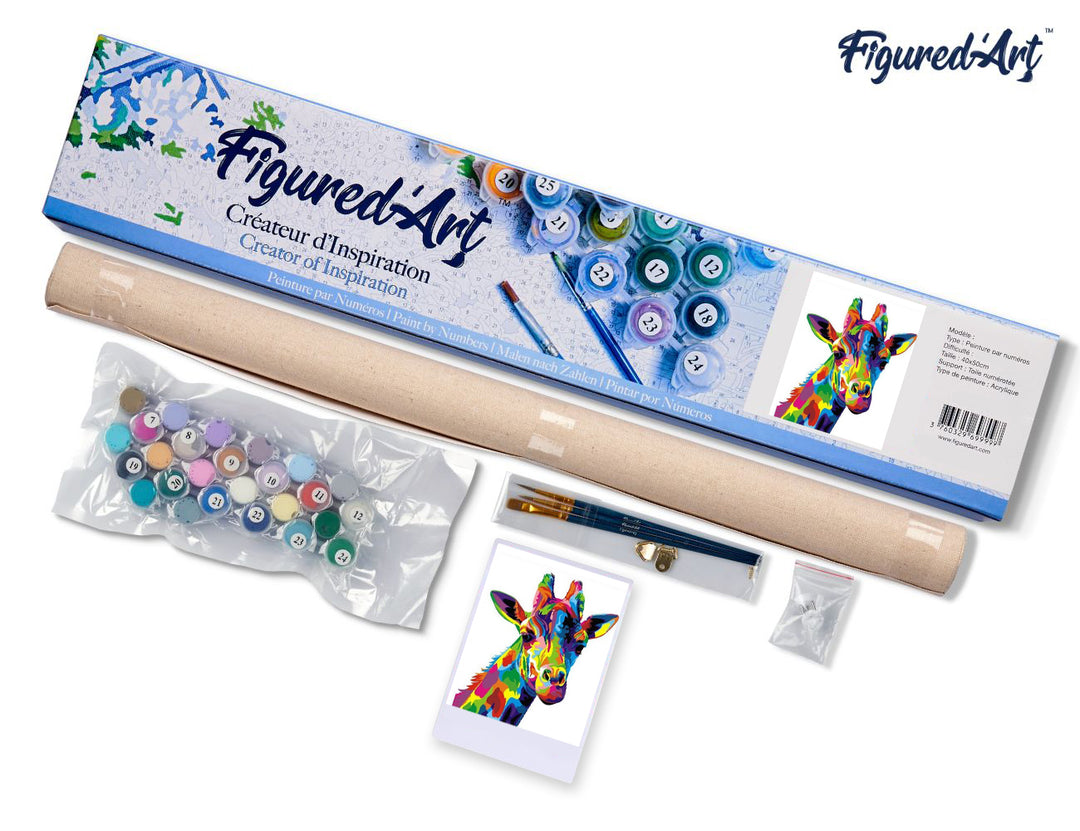 Malen nach Zahlen 40x50cm ohne Keilrahmen Figured’Art Pop Art Giraffe