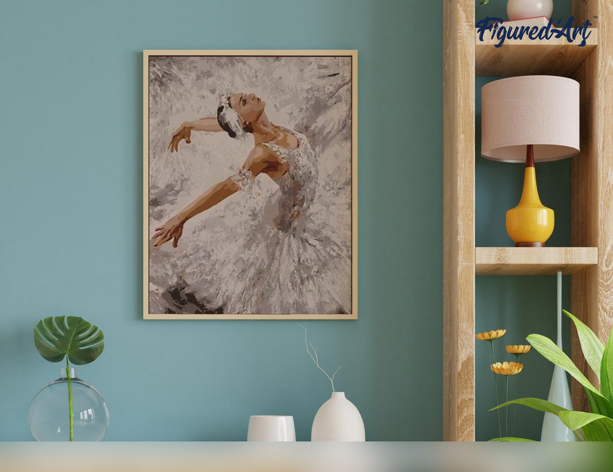 Malen nach Zahlen 40x50cm ohne Keilrahmen Figured’Art Schöne Ballerina - Kidis Art