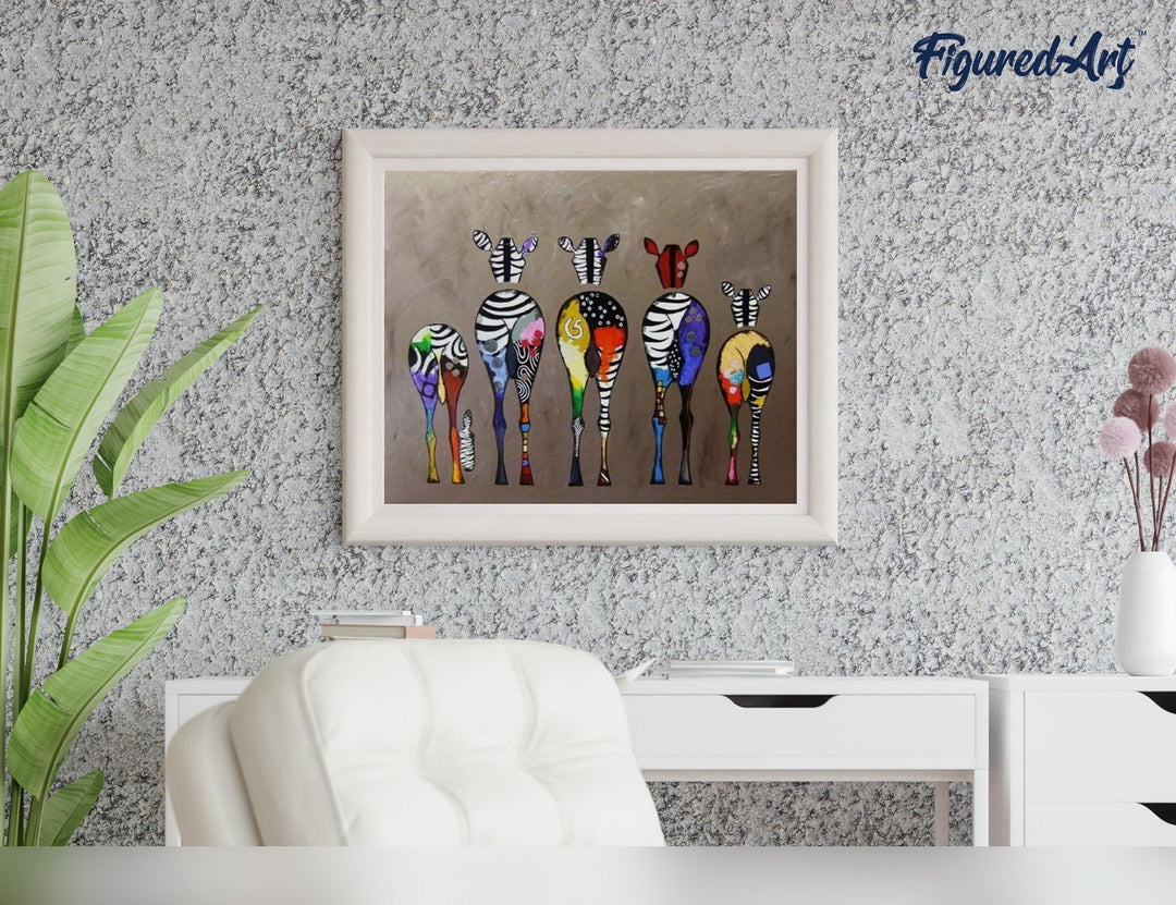 Malen nach Zahlen 40x50cm ohne Keilrahmen Figured’Art Zebras von hinten