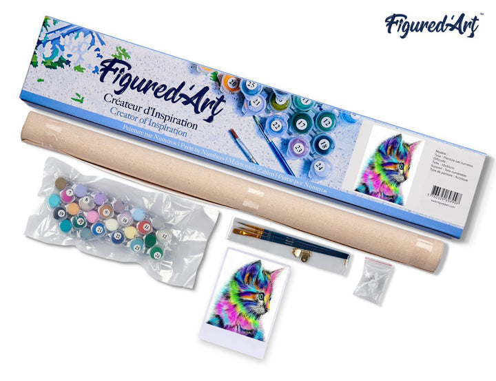 Malen nach Zahlen 40x50cm ohne Keilrahmen Figured’Art Buntes Kätzchen