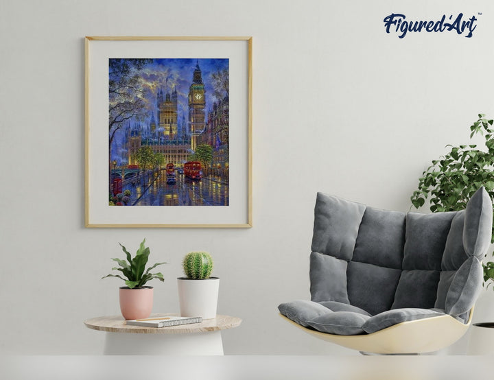 Malen nach Zahlen 40x50cm ohne Keilrahmen Figured’Art London in der Dämmerung