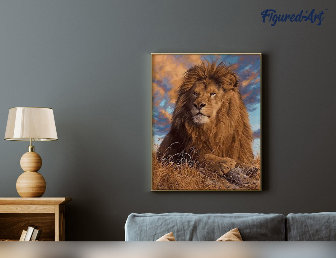 Malen nach Zahlen 40x50cm ohne Keilrahmen Figured’Art Löwe am erholen