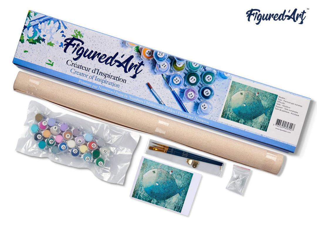 Malen nach Zahlen 40x50cm ohne Keilrahmen Figured’Art Künstlerischer Fisch