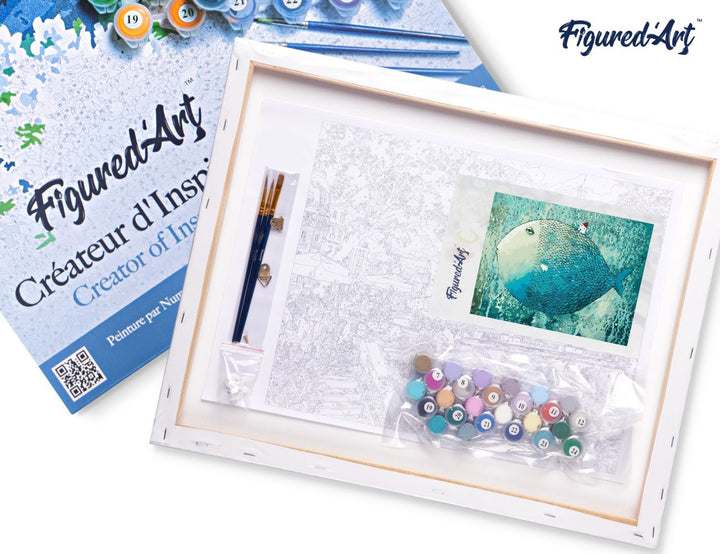 Malen nach Zahlen 40x50cm auf Keilrahmen gespannt Figured’Art Künstlerischer Fisch