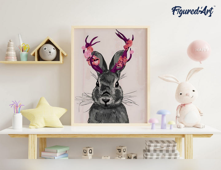 Malen nach Zahlen 40x50cm ohne Keilrahmen Figured’Art Schöne Kaninchen