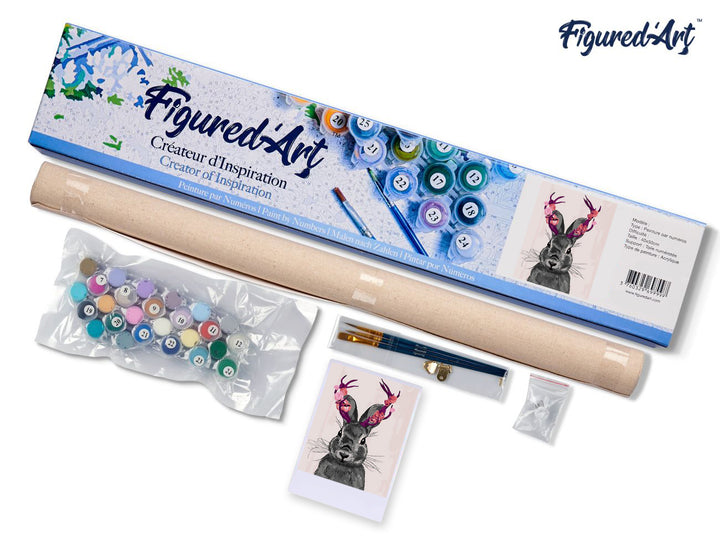 Malen nach Zahlen 40x50cm ohne Keilrahmen Figured’Art Schöne Kaninchen