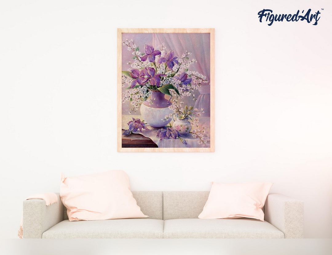 Malen nach Zahlen 40x50cm ohne Keilrahmen Figured’Art Elegante violette Vase