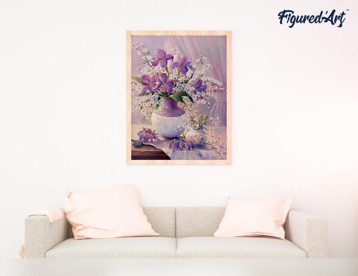 Malen nach Zahlen 40x50cm ohne Keilrahmen Figured’Art Elegante violette Vase