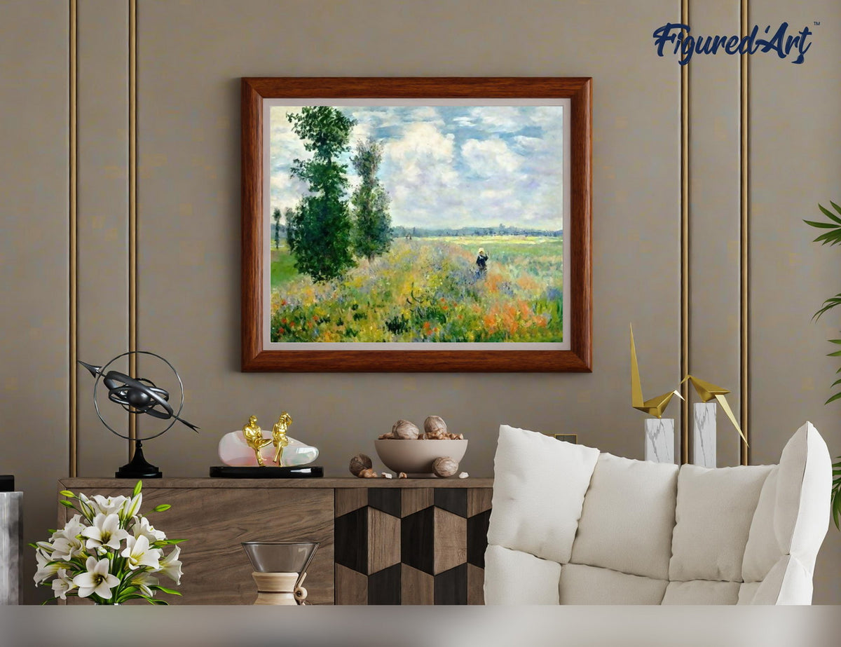 Malen nach Zahlen 40x50cm ohne Keilrahmen Figured’Art Mohnfeld – Monet - Kidis Art