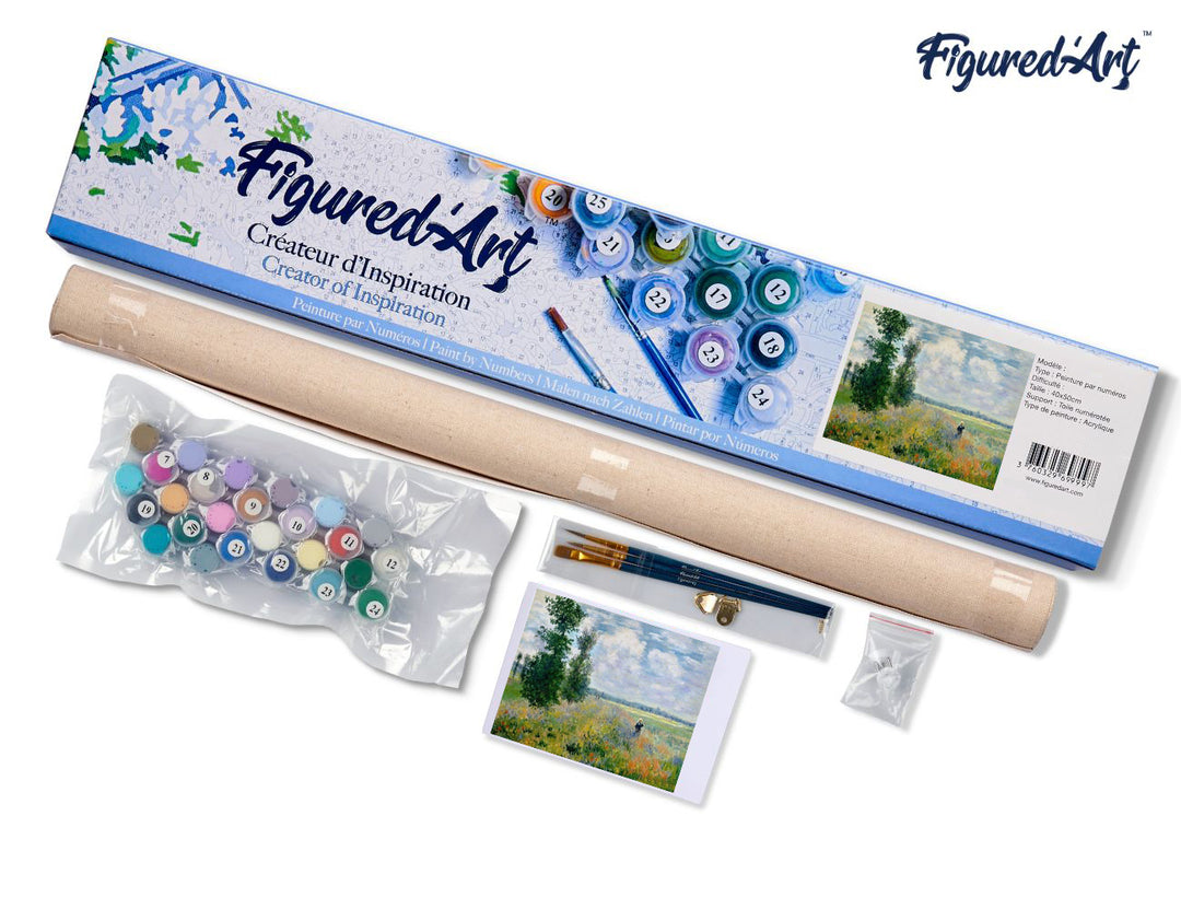 Malen nach Zahlen 40x50cm ohne Keilrahmen Figured’Art Mohnfeld – Monet