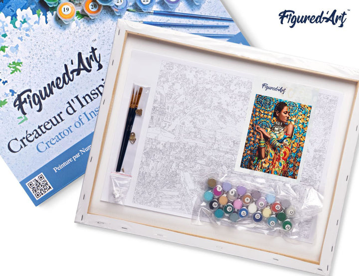 Malen nach Zahlen 40x50cm auf Keilrahmen gespannt Figured’Art Frau in traditioneller Kleidung