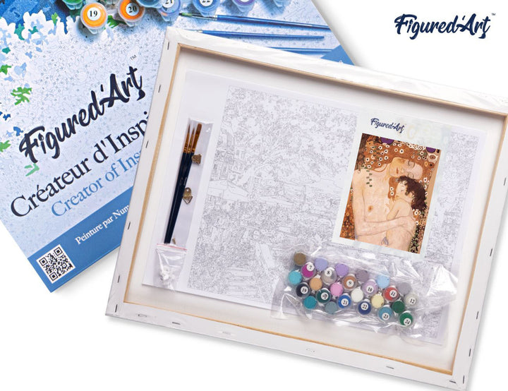 Malen nach Zahlen 40x50cm auf Keilrahmen gespannt Figured’Art Klimt - Mutter und Kind