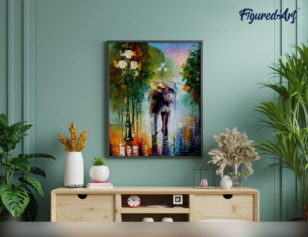 Malen nach Zahlen 40x50cm ohne Keilrahmen Figured’Art Romantischer Regen