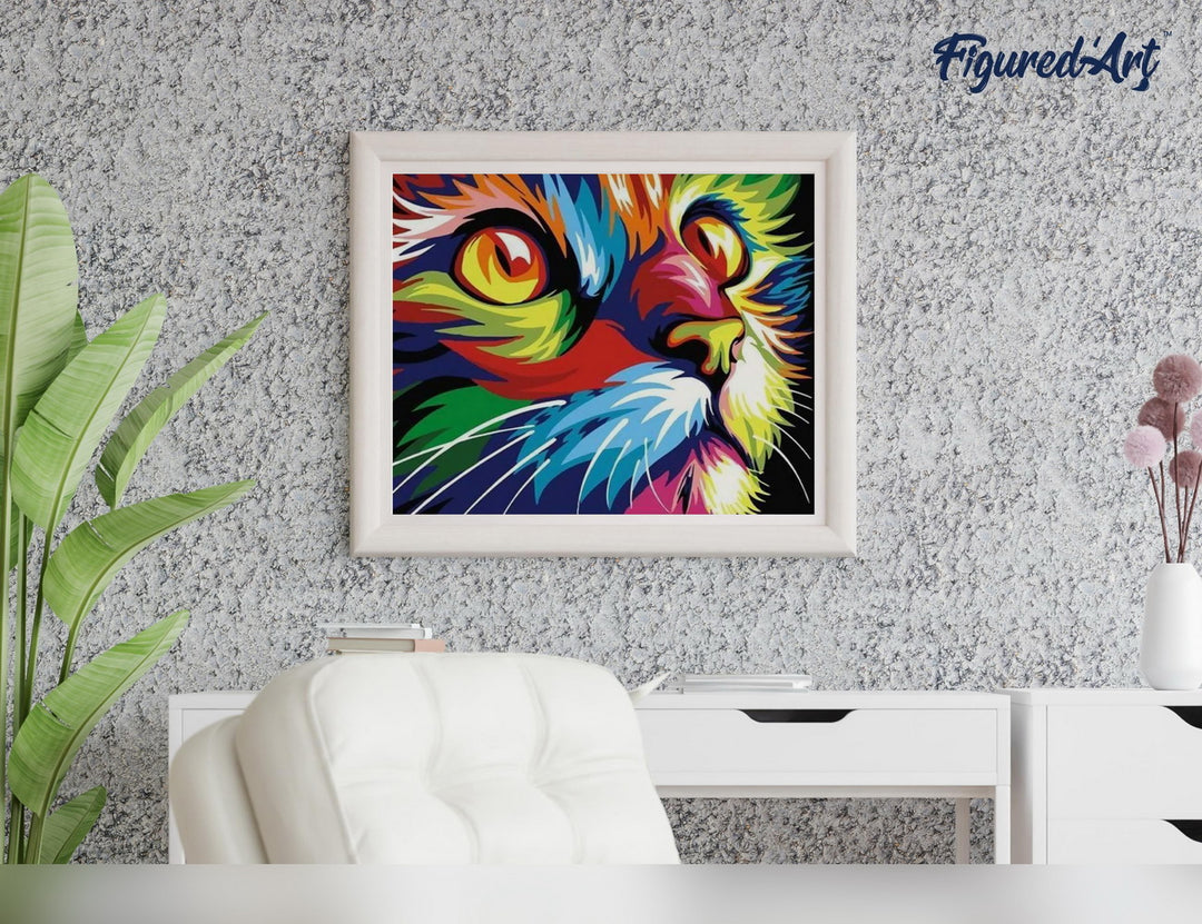 Malen nach Zahlen 40x50cm auf Keilrahmen gespannt Figured’Art Pop Art Raubkatze