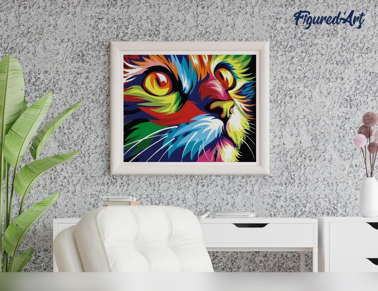 Malen nach Zahlen 40x50cm auf Keilrahmen gespannt Figured’Art Pop Art Raubkatze - Kidis Art