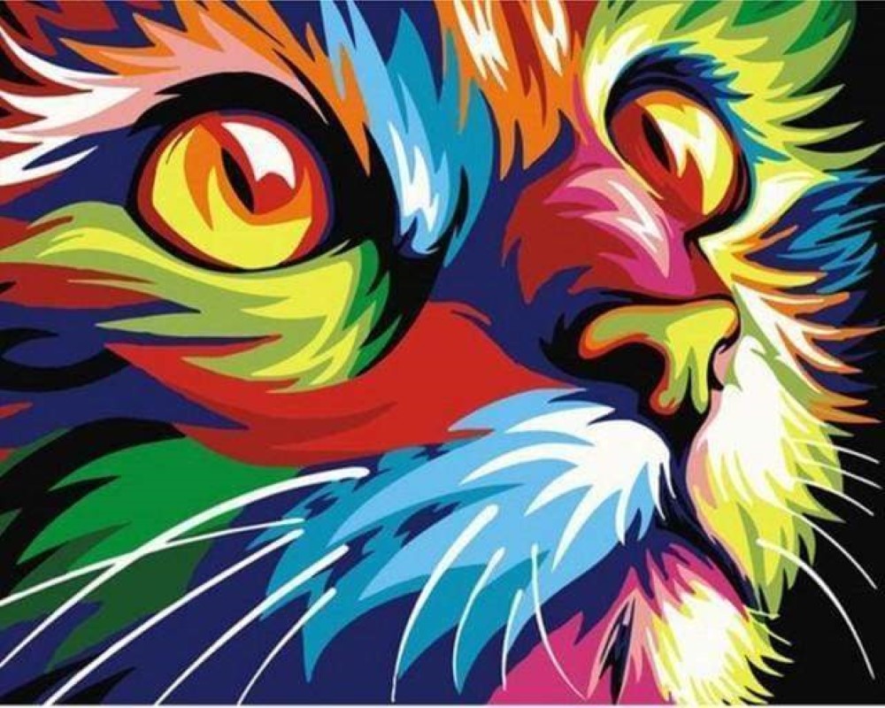 Kreuzstich 32x40cm – Pop Art Raubkatze - Kidis Art
