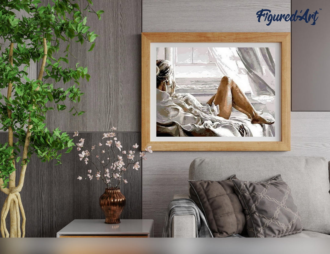 Malen nach Zahlen 40x50cm ohne Keilrahmen Figured’Art Erholung am Meer