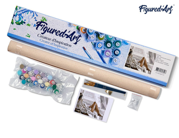 Malen nach Zahlen 40x50cm ohne Keilrahmen Figured’Art Erholung am Meer