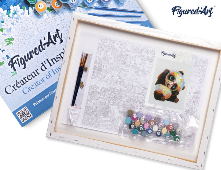 Malen nach Zahlen 40x50cm auf Keilrahmen gespannt Figured’Art Panda und Brille