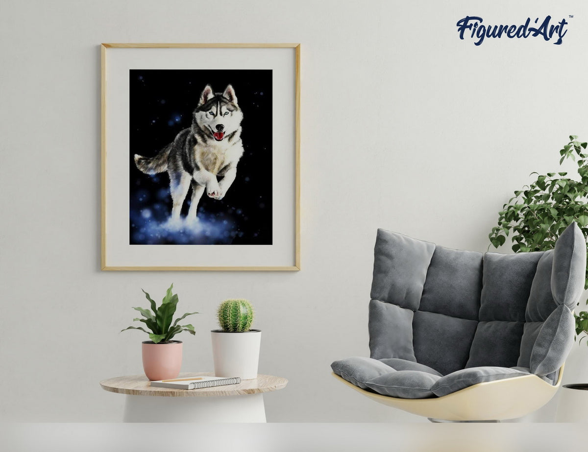 Malen nach Zahlen 40x50cm ohne Keilrahmen Figured’Art Husky - Kidis Art