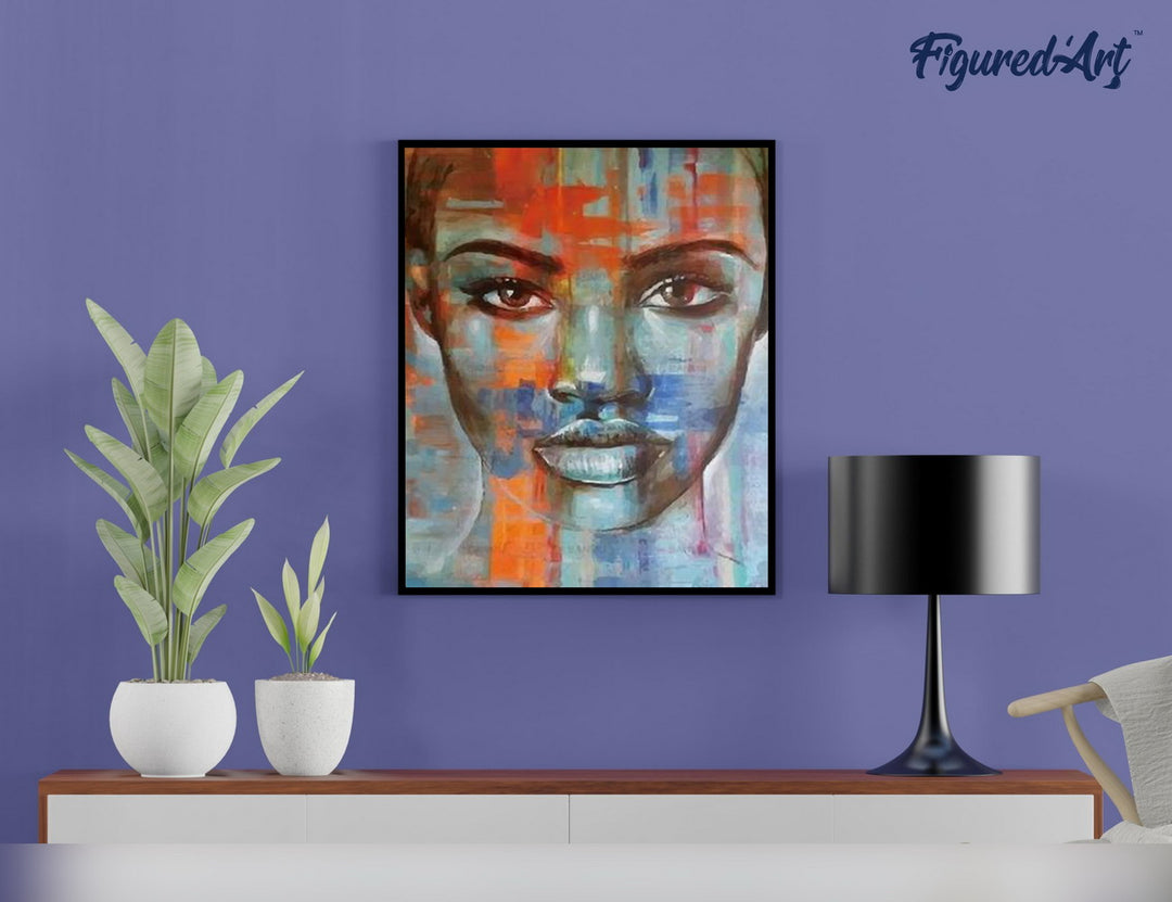 Malen nach Zahlen 40x50cm ohne Keilrahmen Figured’Art Farbiges Portrait einer Frau