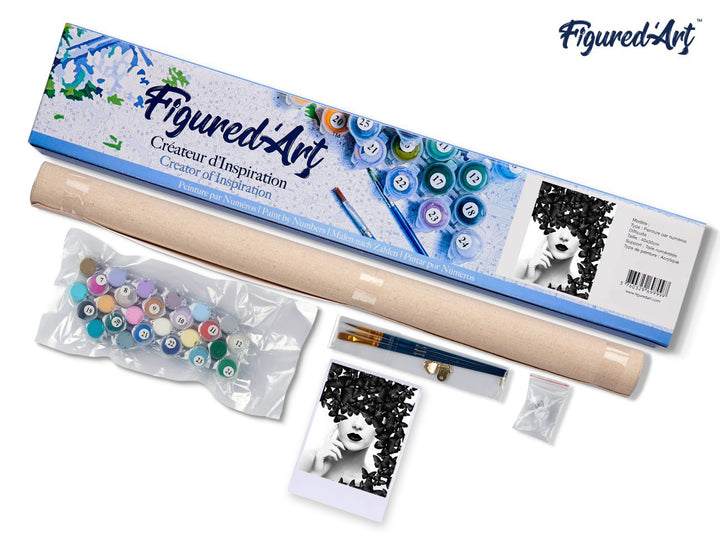 Malen nach Zahlen 40x50cm ohne Keilrahmen Figured’Art Schönheit und Schmetterlinge