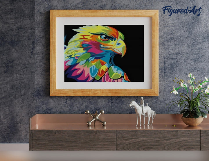 Malen nach Zahlen 40x50cm ohne Keilrahmen Figured’Art Adler Pop Art - Kidis Art